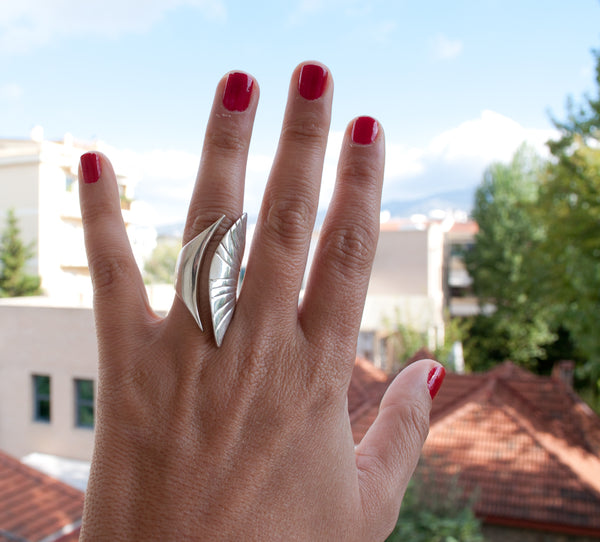 Greek Ring Silver ring adjustable made in Greece - Large statement ring sterling silver 