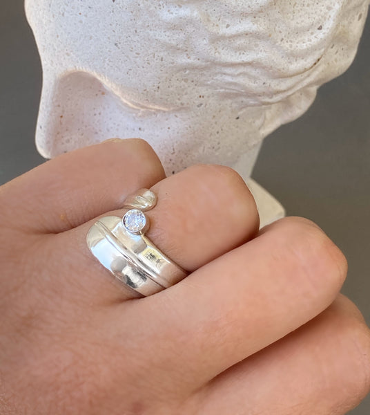 silver ring, gemstone silver ring, zircon ring 