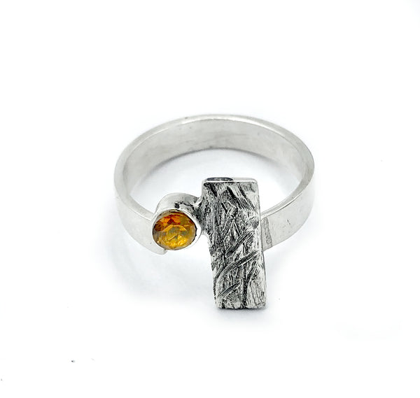 geometric ring, Citrine ring adjustable November birthstone ring 