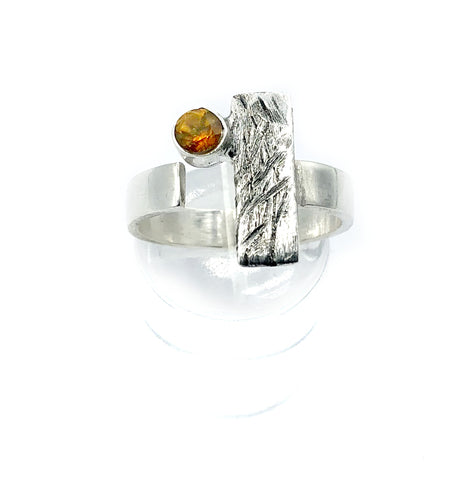 geometric ring, Citrine ring adjustable November birthstone ring 