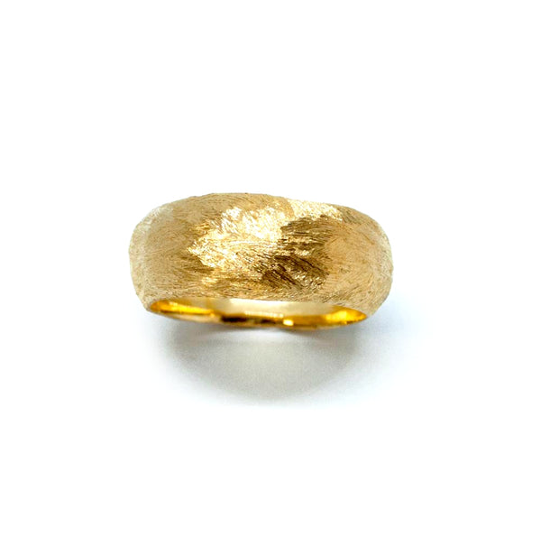 Thick silver ring, Thick gold silver band, Rough textured ring - Handmade with Love - Eleni Pantagis
