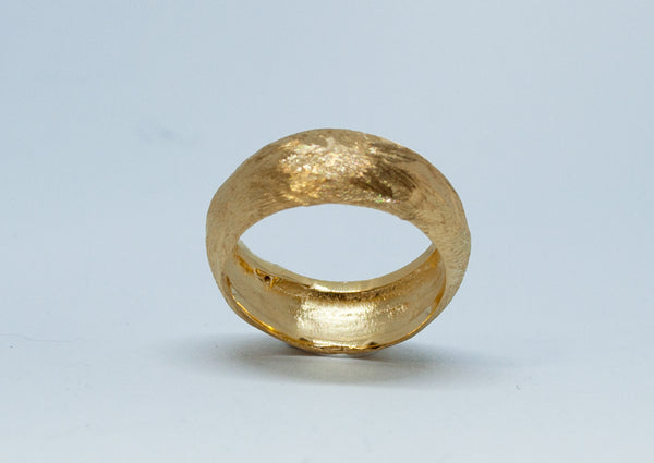 Thick silver ring, Thick gold silver band, Rough textured ring - Handmade with Love - Eleni Pantagis