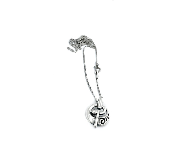 greek key pendant, meander necklace, fine silver pendant 
