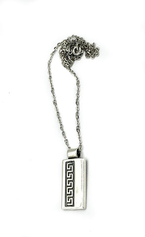 Silver greek key pendant, meander necklace, fine silver pendant 