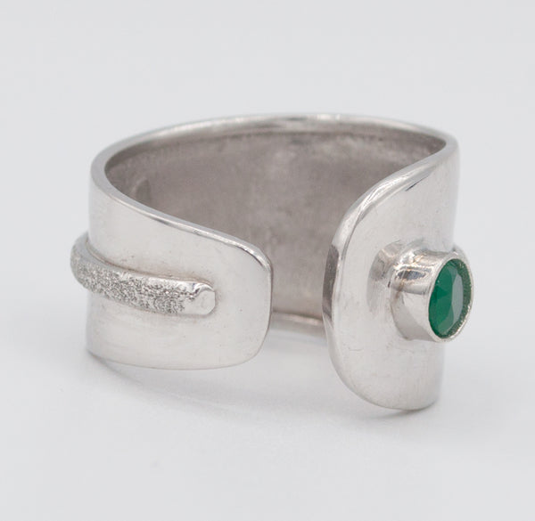 green agate silver ring adjustable silver ring green stone ring Santorini Ring 