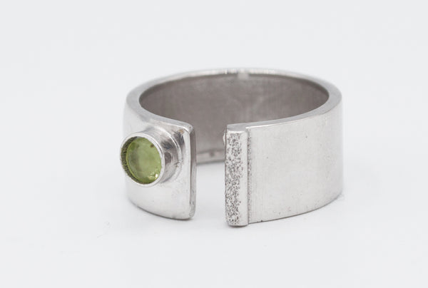 green peridot silver ring adjustable August Birthstone green stone ring 