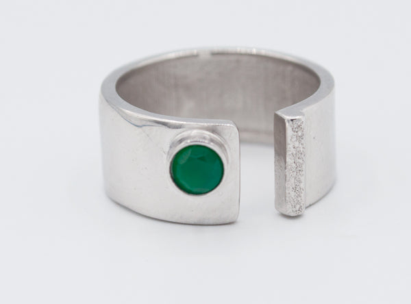 Green Agate silver ring adjustable silver ring green stone ring 