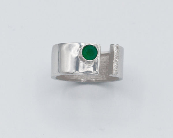 Green Agate silver ring adjustable silver ring green stone ring 