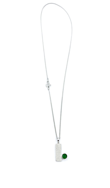 green agate silver pendant textured small pendant silver chain 