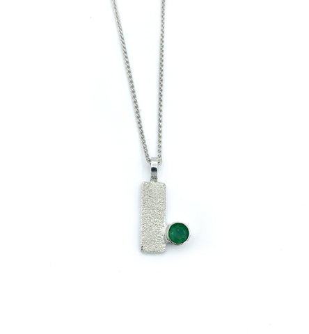 green agate silver pendant textured small pendant silver chain 