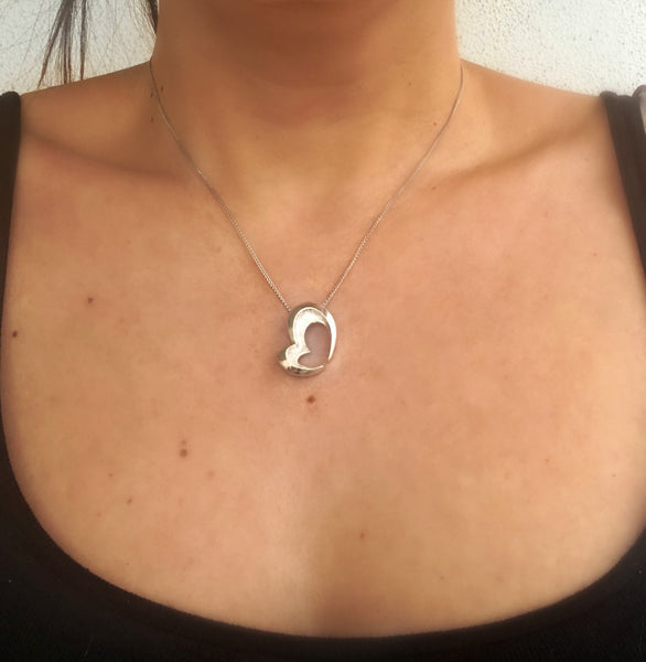 Heart necklace, Sterling silver Heart pendant 