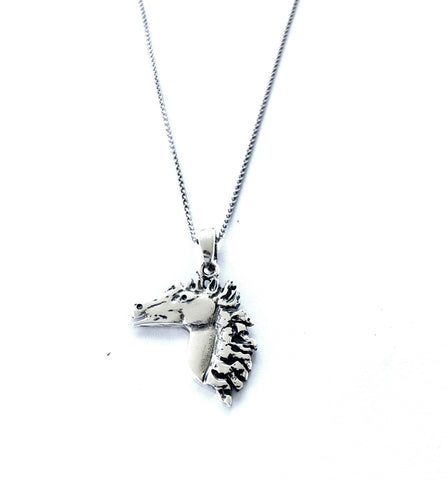 horse pendant, horse necklace, silver horse pendant 
