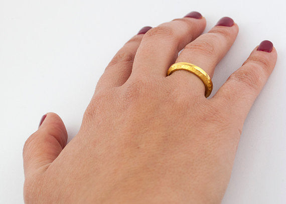 Texture stacking band Silver gold stackable textured band ring - Handmade with Love - Eleni Pantagis