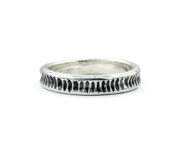 Men’s silver thin band oxidized textured thin men’s ring  contemporary silver band 