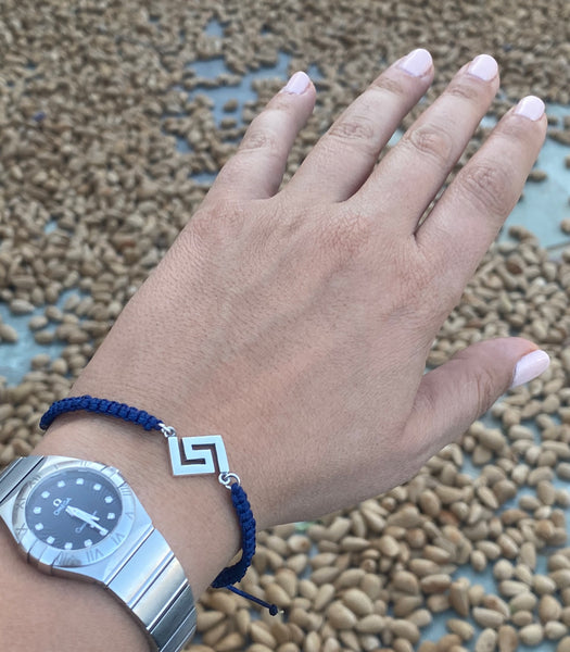 Greek key bracelet silver bracelet, unisex bracelet