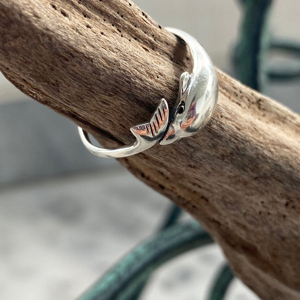 Dolphin ring, silver dolphin ring, handmade dolphin ring