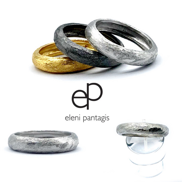 Silver stacking rings, Hammered stacked bands Rough texture band - Handmade with Love - Eleni Pantagis