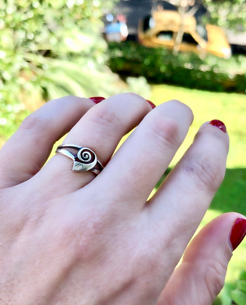 Silver ring, swirl ring, Greek ring 