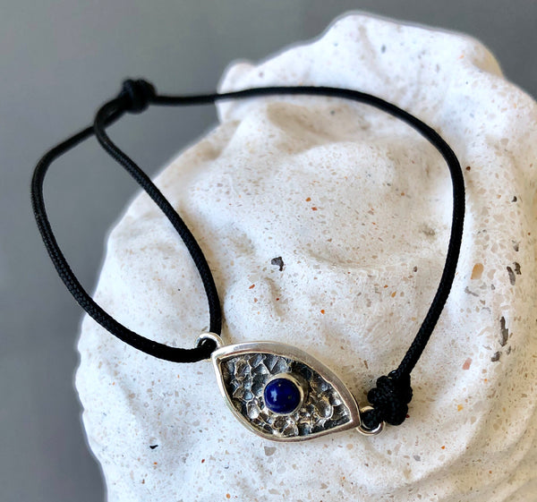 Evil eye bracelet, blue lapis stone, evil eye small bracelet 