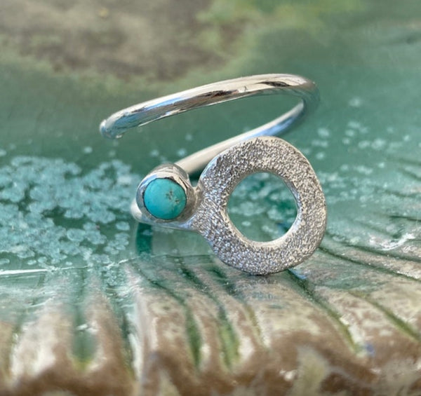 turquoise ring silver circle ring