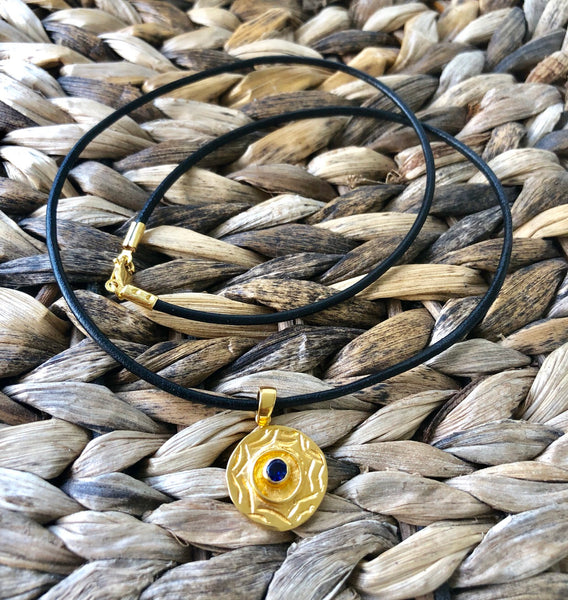 Evil eye pendant gold, sterling silver gold plated iolite gemstone evil eye 