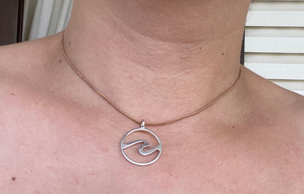 Wave necklace silver, wave pendant surfer’s gift 