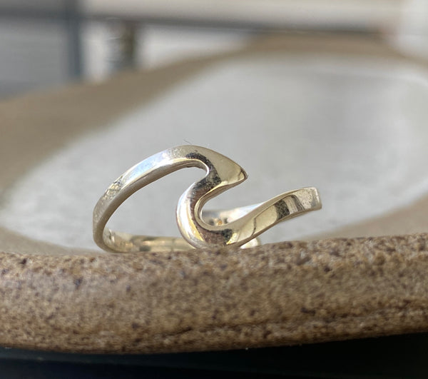 Ocean wave ring, silver ring adjustable, dainty silver ring