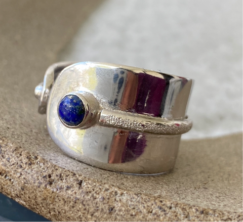 blue lapis silver ring adjustable ring handmade ring