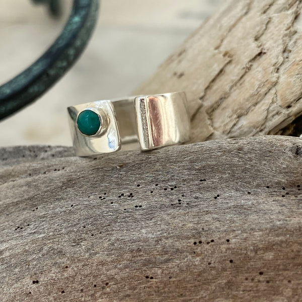 Silver ring with a turquoise gemstone adjustable ring