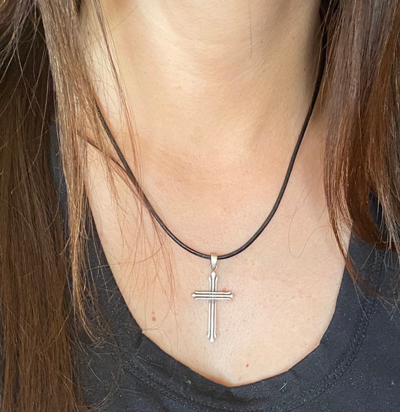 Silver cross necklace modern silver cross 