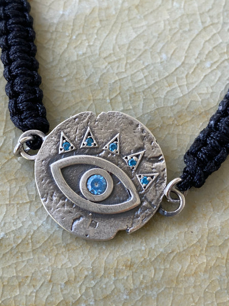 Evil eye bracelet, blue gemstone evil eye bracelet silver 