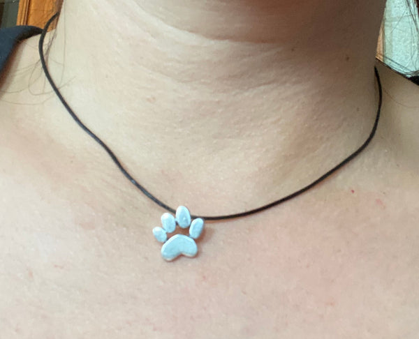 Silver paw necklace, handmade silver paw, dog paw necklace 