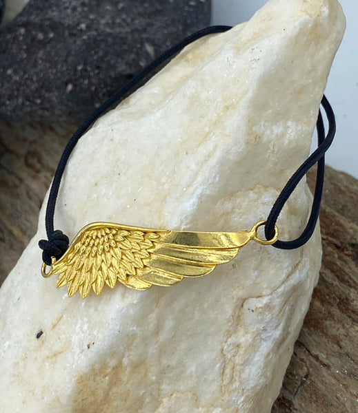 Gold angel wing bracelet adjustable