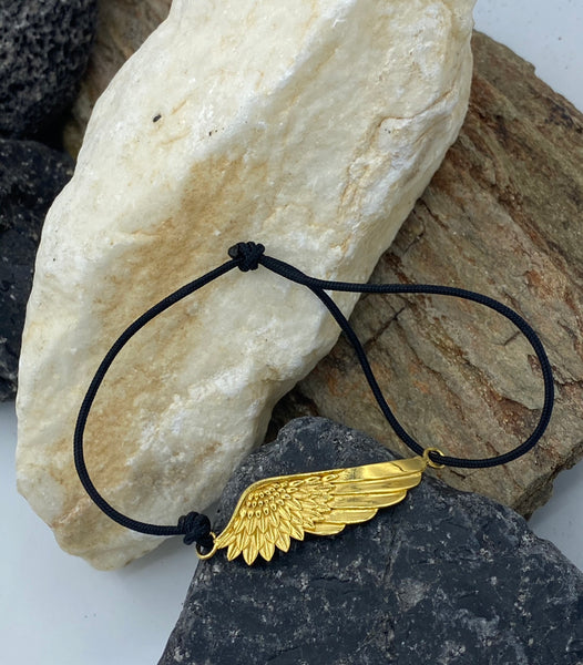 Gold angel wing bracelet adjustable