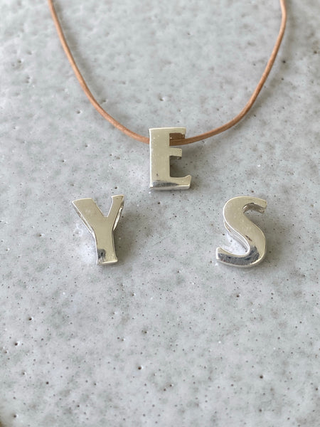 Letter necklace silver, silver initial necklace 