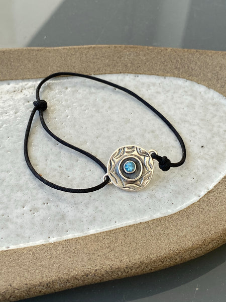 Evil eye bracelet, blue topaz bracelet, evil eye circle bracelet 