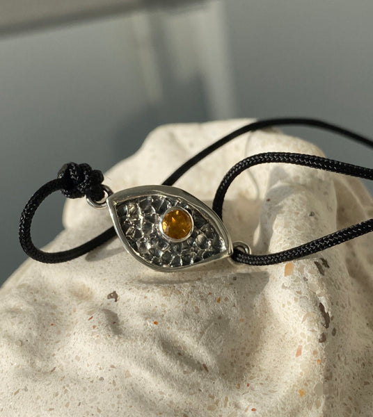 Evil eye bracelet, citrine stone, evil eye small bracelet