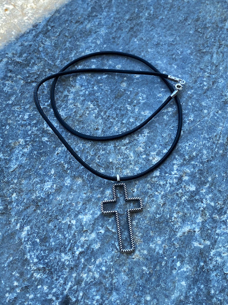 Silver cross necklace, large silver cross 