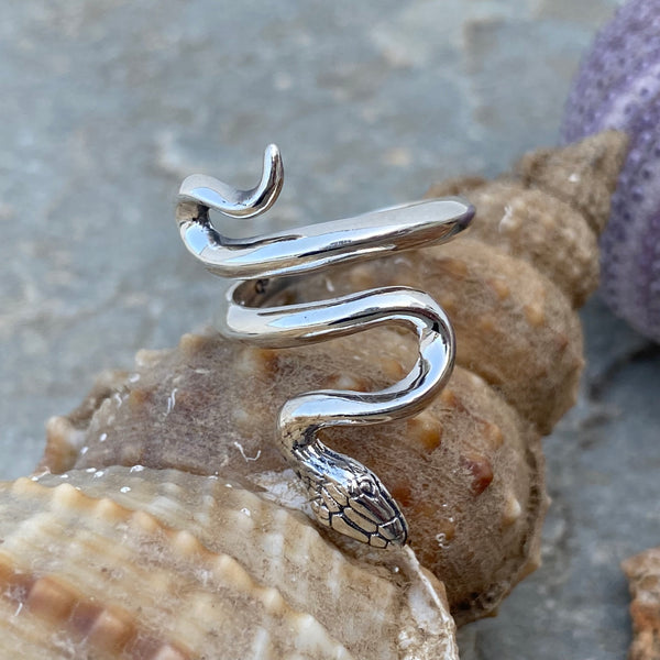 snake ring, silver snake ring, adjustable snake ring