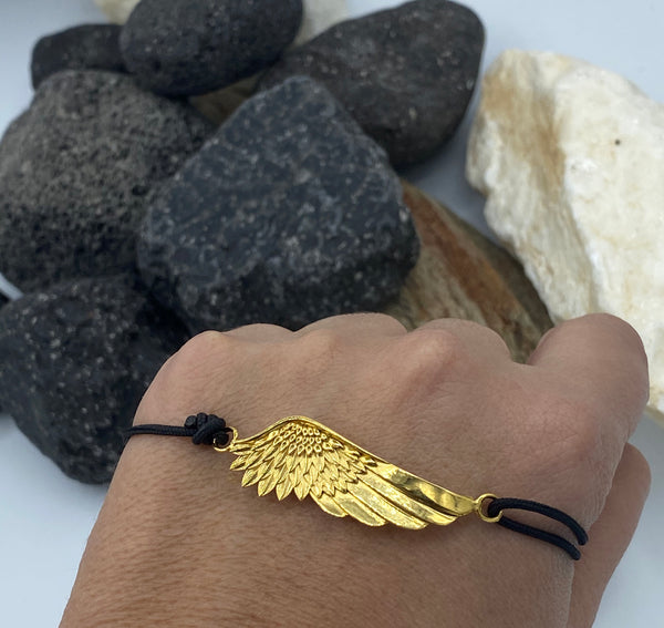 Gold angel wing bracelet adjustable hanade