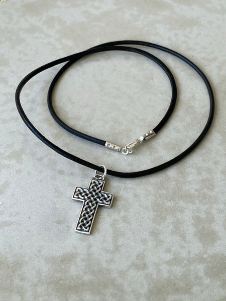 Silver cross, Celtic cross, braided cross 