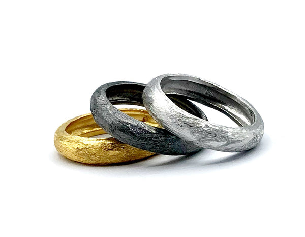 Silver stacking rings, Hammered stacked bands Rough texture band - Handmade with Love - Eleni Pantagis