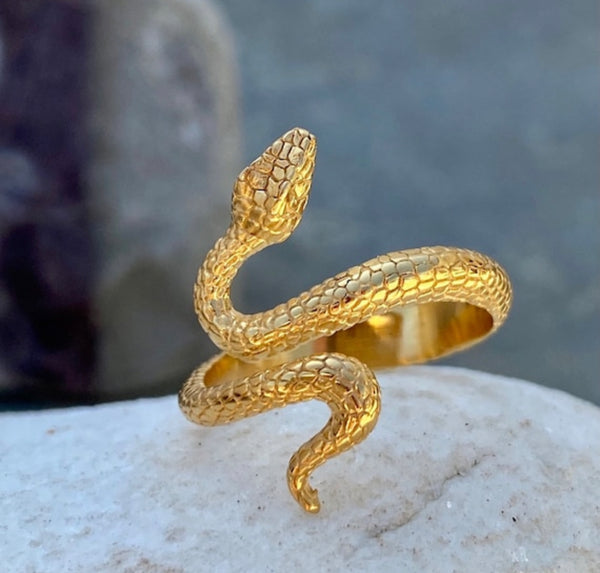 Gold snake ring, snake ring, adjustable snake ring