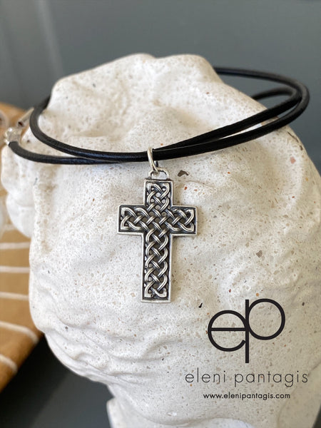 Silver cross, Celtic cross, braided cross 