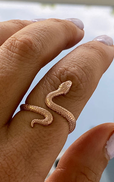 Rose gold snake ring, snake ring, adjustable snake ring