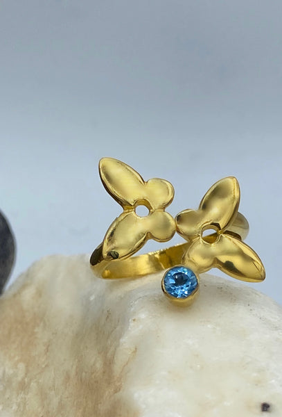 double butterfly ring gold