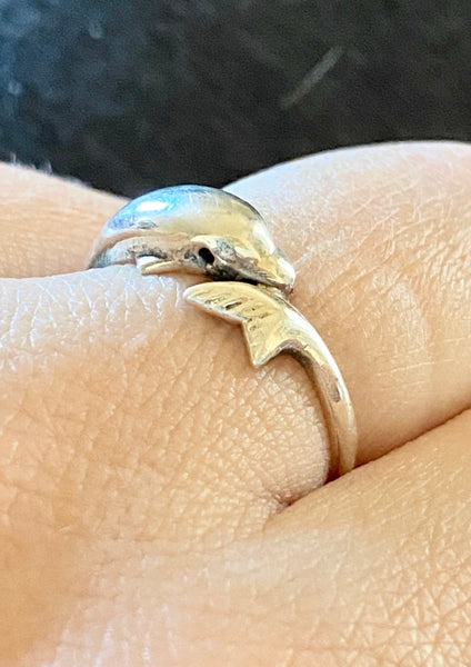 silver dolphin ring, handmade dolphin ring 