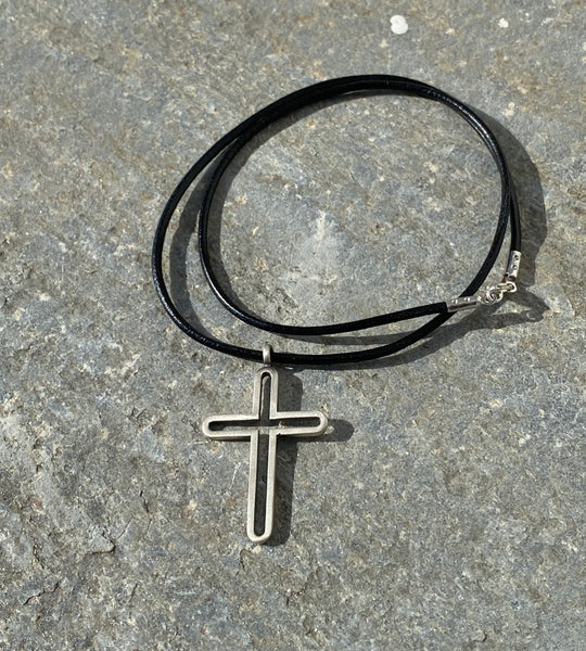 Silver cross necklace, modern silver cross 