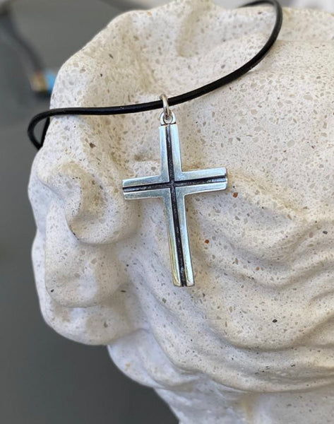 Silver cross necklace modern silver cross 