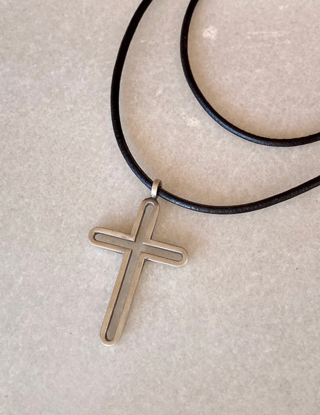 Silver cross necklace, modern silver cross 